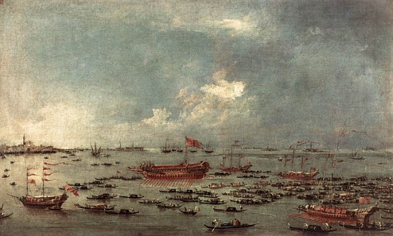Outward Voyage of the Bucintoro to San Nicol&ograve; del Lido, by Francesco Guardi, 1785-88